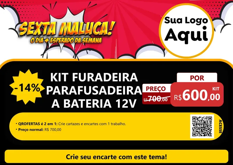 Modelo de Cartaz para Cartaz A4 Horizontal com o tema Sexta Maluca! para Maquinas e Ferramentas