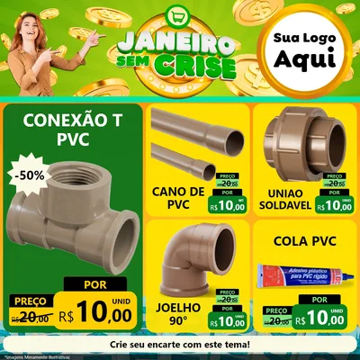Modelo de Rede Social para Feed Facebook com o tema Janeiro Sem Crise para Tubos e conexões