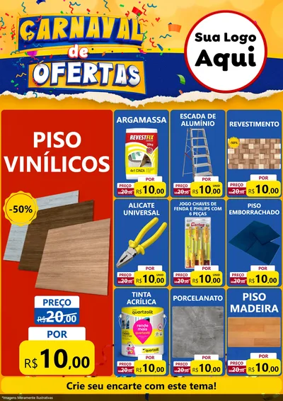 Modelo de Encarte para Encarte A4 Vertical com o tema Carnaval de Ofertas para Material para Construção