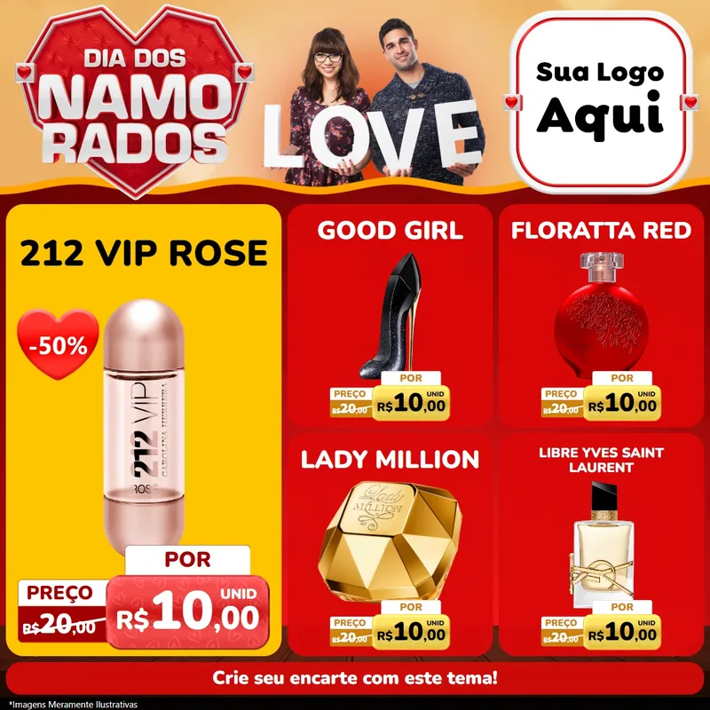 Modelo de Rede Social para Feed Facebook com o tema Dia dos Namorados para Perfumes