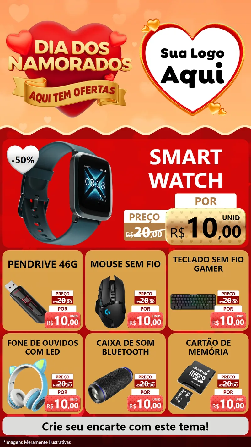 Modelo de Rede Social para Stories com o tema Dia dos Namorados - Aqui Tem Ofertas para Informática