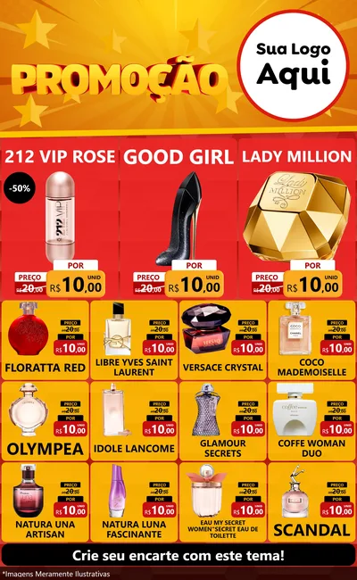 Modelo de Encarte para Encarte Grande com o tema Promoção para Perfumes