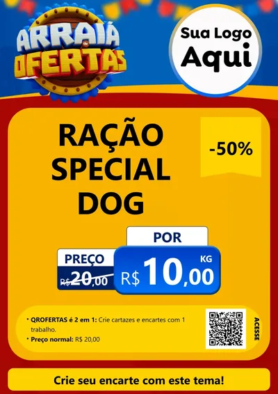 Modelo de Cartaz para Cartaz A4 Vertical com o tema Arraiá de Ofertas - Junina para Pet Shop