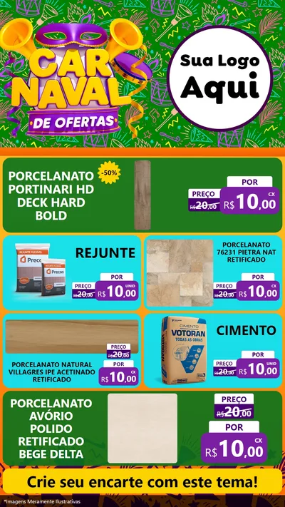 Modelo de TV para TV Vertical com o tema Carnaval de Ofertas para Pisos e revestimentos