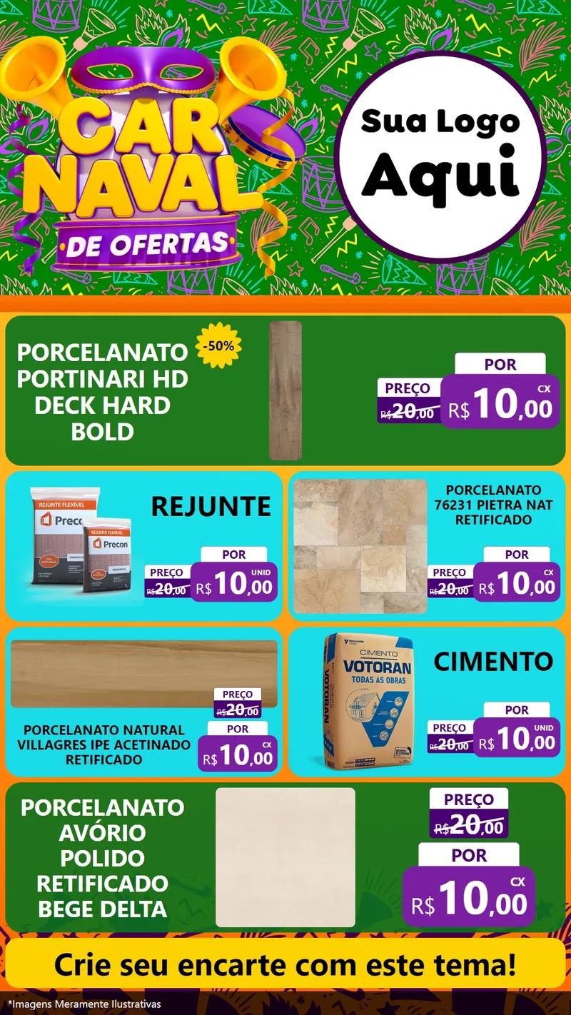 Modelo de TV para TV Vertical com o tema Carnaval de Ofertas para Pisos e revestimentos