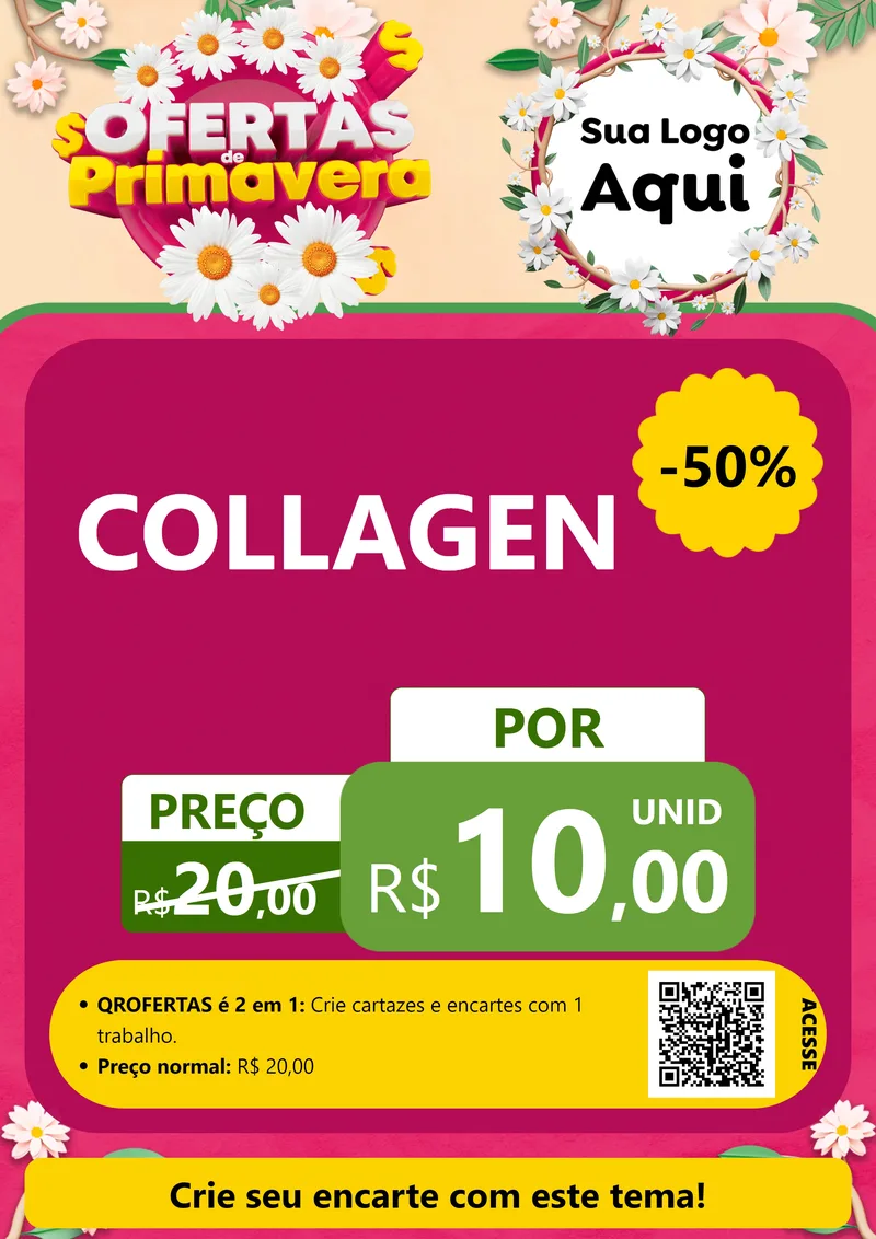 Modelo de Cartaz para Cartaz A4 Vertical com o tema Ofertas de Primavera para Suplementos alimentares