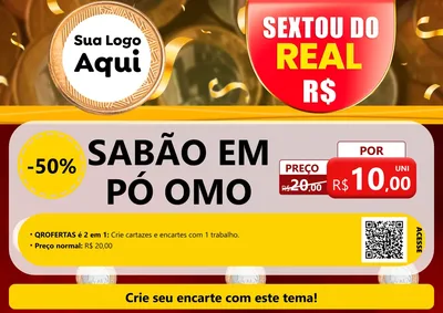 Modelo de Cartaz para Cartaz A4 Horizontal com o tema Sextou do Real para Produtos de Limpeza
