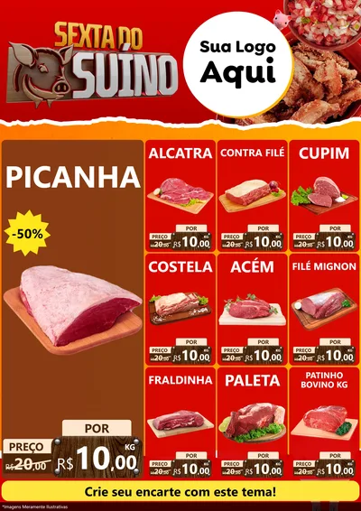 Modelo de Encarte para Encarte A4 Vertical com o tema Sexta do Suíno para Açougue