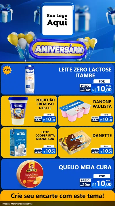 Modelo de TV para TV Vertical com o tema Aniversário para Frios e Laticínios
