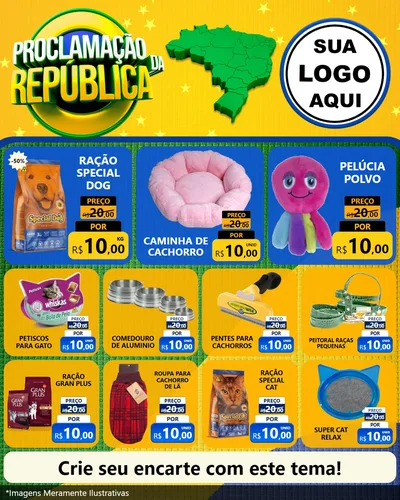 Modelo de Rede Social para Feed Instagram com o tema Proclamação da República para Pet Shop