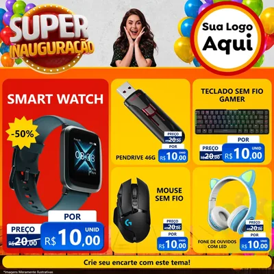 Modelo de Rede Social para Feed Facebook com o tema Super Inauguração para Informática