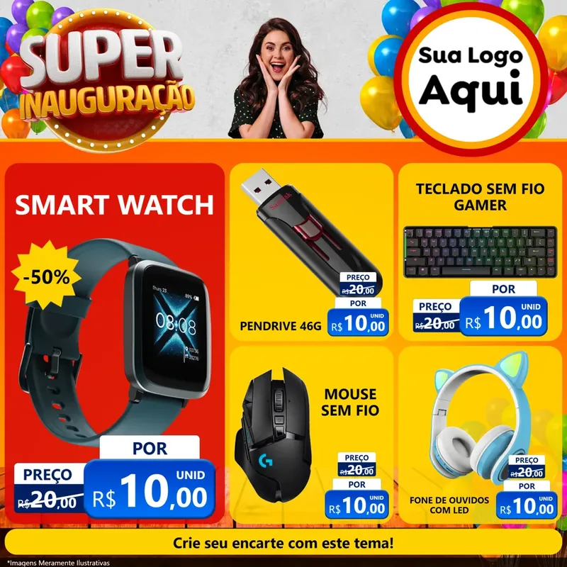 Modelo de Rede Social para Feed Facebook com o tema Super Inauguração para Informática