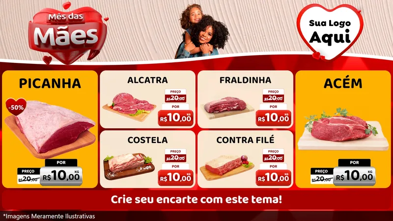 Modelo de TV para TV Horizontal com o tema Mês das Mães para Açougue