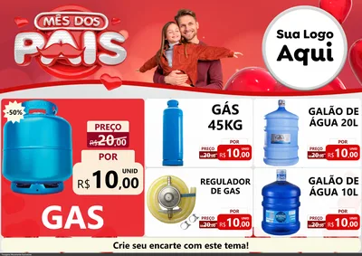 Modelo de Encarte para Encarte A4 Horizontal com o tema Mês dos Pais para Água e gás
