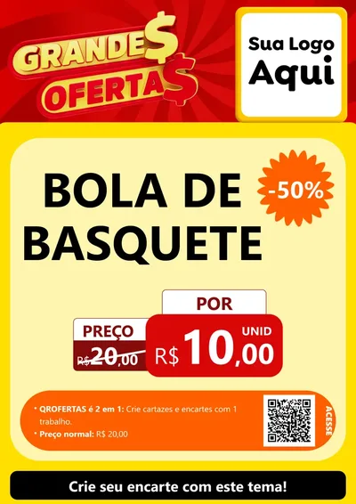 Modelo de Cartaz para Cartaz A4 Vertical com o tema Grandes Ofertas para Artigos Esportivos