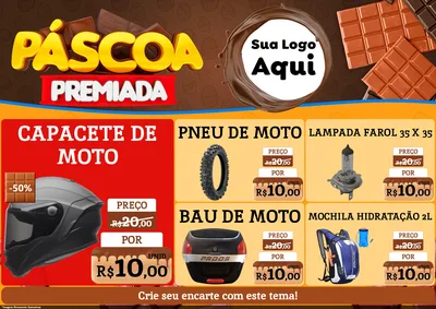 Modelo de Encarte para Encarte A4 Horizontal com o tema Páscoa Premiada para Moto peças
