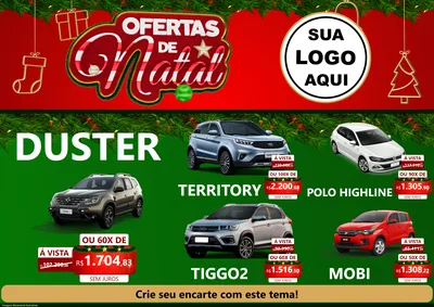Modelo de Encarte para Encarte A4 Horizontal com o tema Ofertas de Natal para Concessionaria de Carros