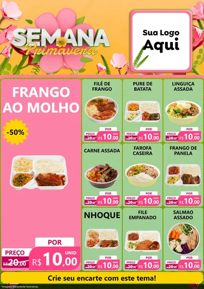 Modelo de Encarte para Encarte A4 Vertical com o tema Semana da Primavera para Restaurante