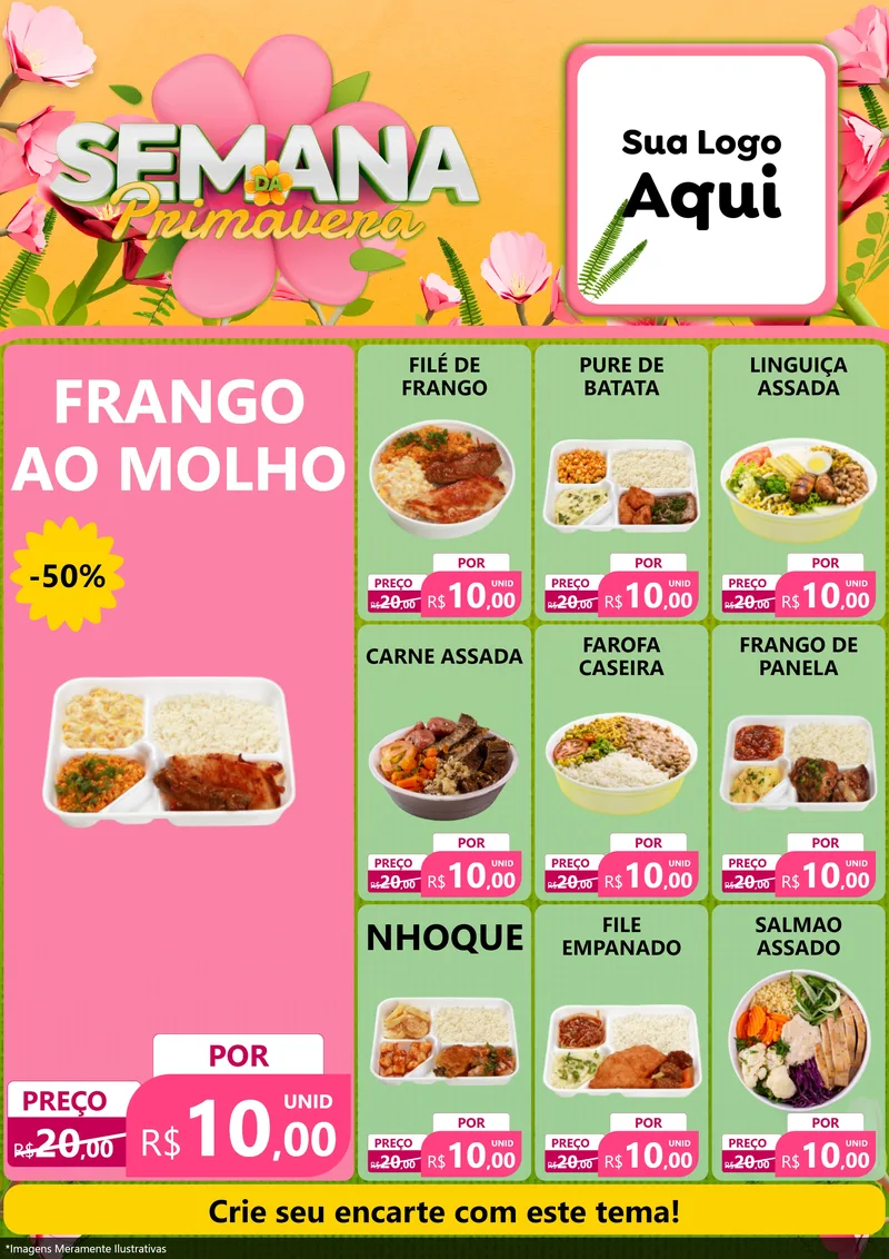 Modelo de Encarte para Encarte A4 Vertical com o tema Semana da Primavera para Restaurante