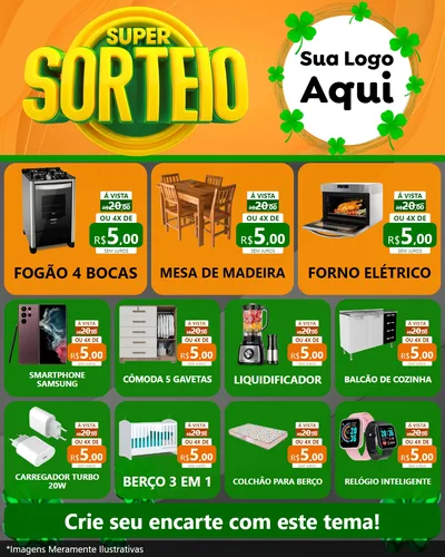 Modelo de Rede Social para Feed Instagram com o tema Super Sorteio para Móveis e Eletro