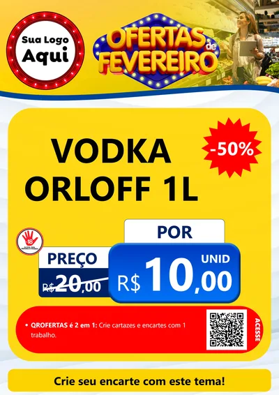 Modelo de Cartaz para Cartaz A4 Vertical com o tema Ofertas de Fevereiro para Distribuidora de bebidas