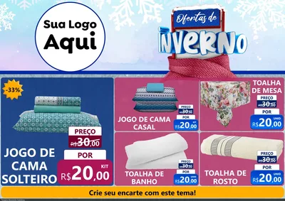 Modelo de Encarte para Encarte A4 Horizontal com o tema Ofertas de Inverno para Cama, Mesa e Banho