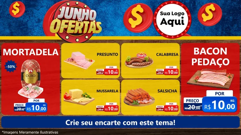 Modelo de TV para TV Horizontal com o tema Junho de Ofertas para Frios e Laticínios