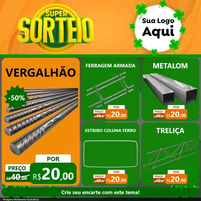 Modelo de Rede Social para Feed Facebook com o tema Super Sorteio para Ferragens