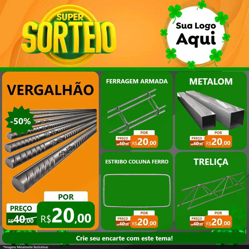 Modelo de Rede Social para Feed Facebook com o tema Super Sorteio para Ferragens