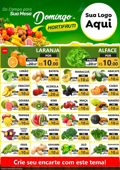 Modelo de Encarte para Encarte A4 Vertical com o tema Domingo hortifruti para Hortifrúti