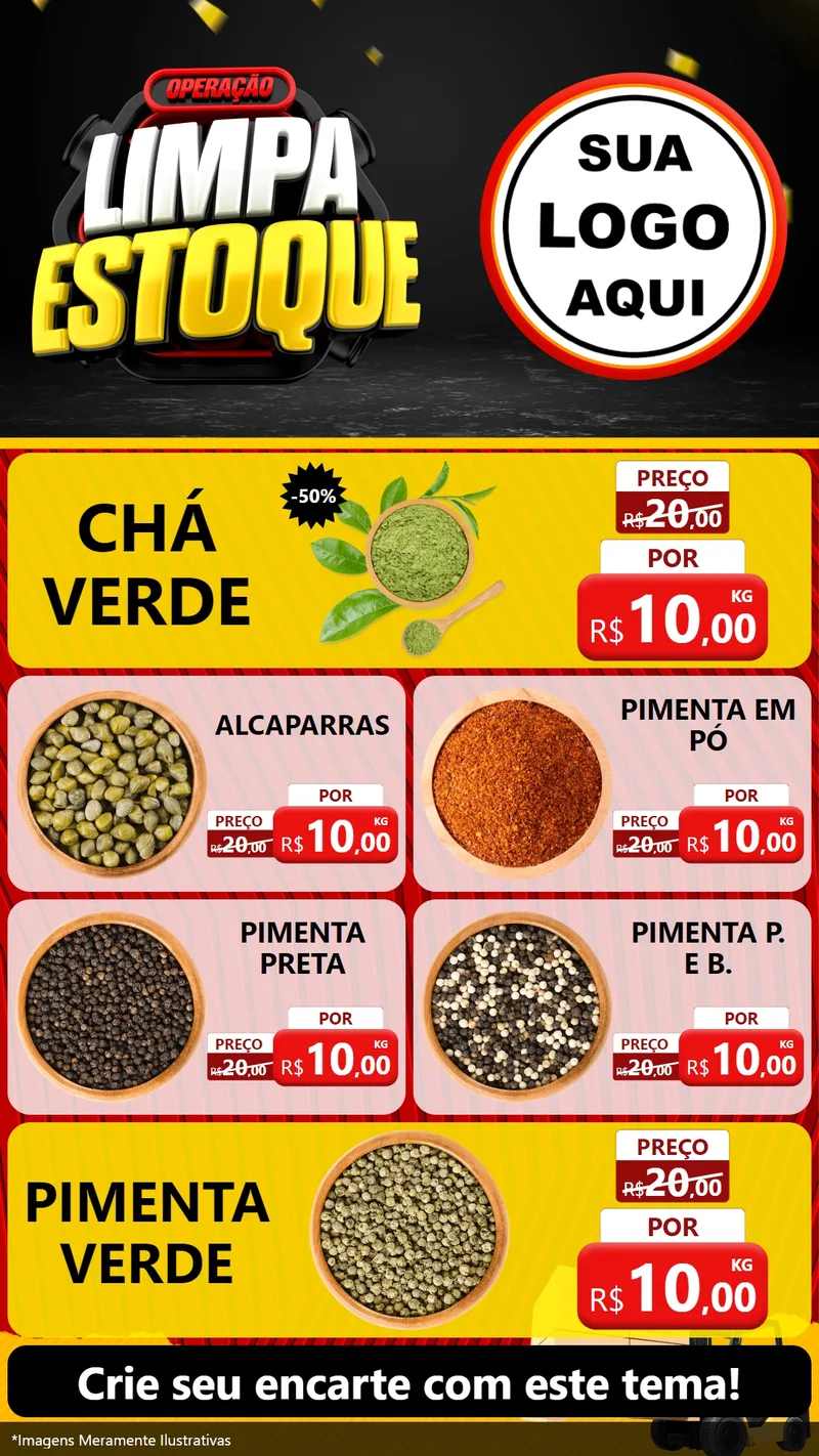 Modelo de TV para TV Vertical com o tema Operação Limpa Estoque para Produtos Naturais