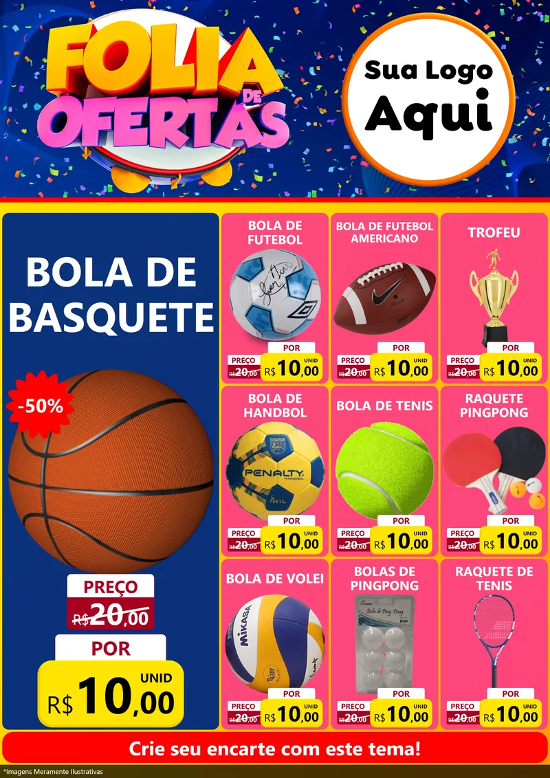 Modelo de Encarte para Encarte A4 Vertical com o tema Folia de Ofertas para Artigos Esportivos