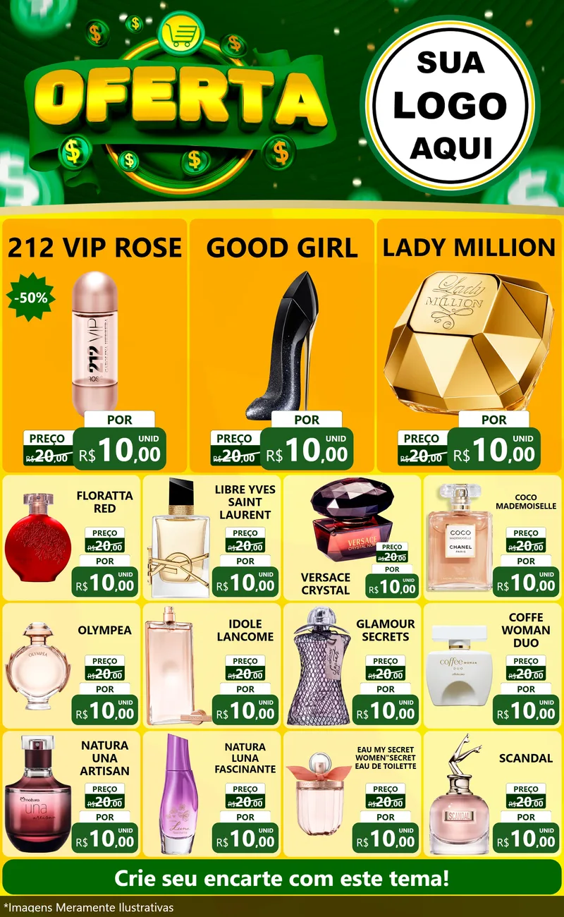 Modelo de Encarte para Encarte Grande com o tema Oferta para Perfumes