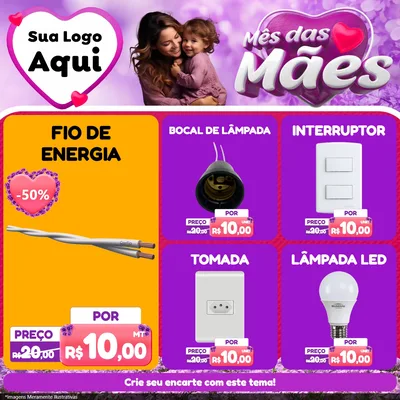 Modelo de Rede Social para Feed Facebook com o tema Mês das Mães para Materiais Elétricos