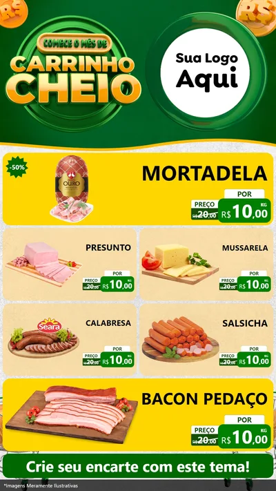Modelo de TV para TV Vertical com o tema Carrinho Cheio para Frios e Laticínios