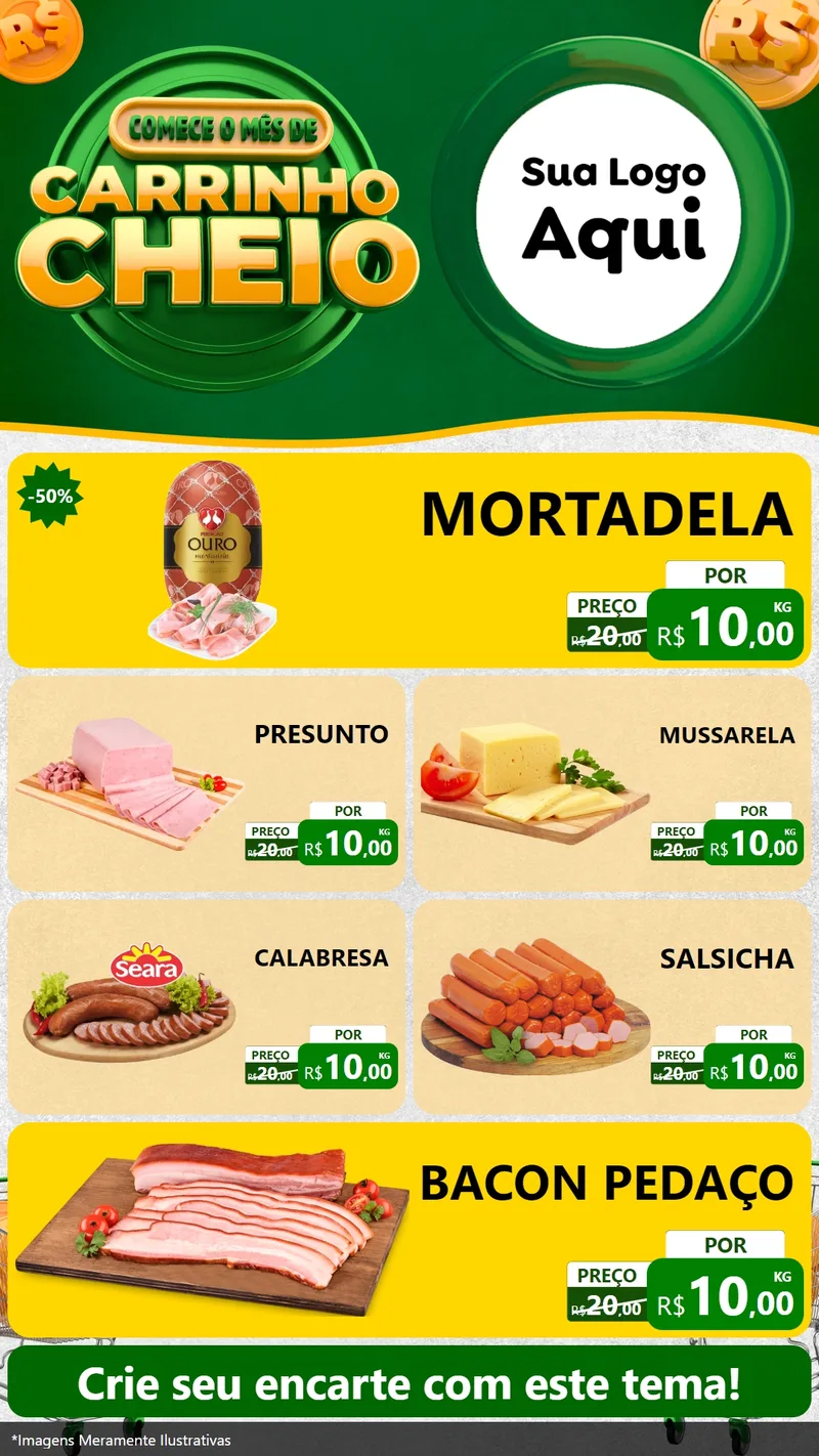 Modelo de TV para TV Vertical com o tema Carrinho Cheio para Frios e Laticínios