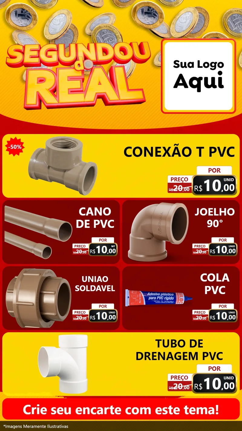 Modelo de TV para TV Vertical com o tema Segundou do Real para Tubos e conexões