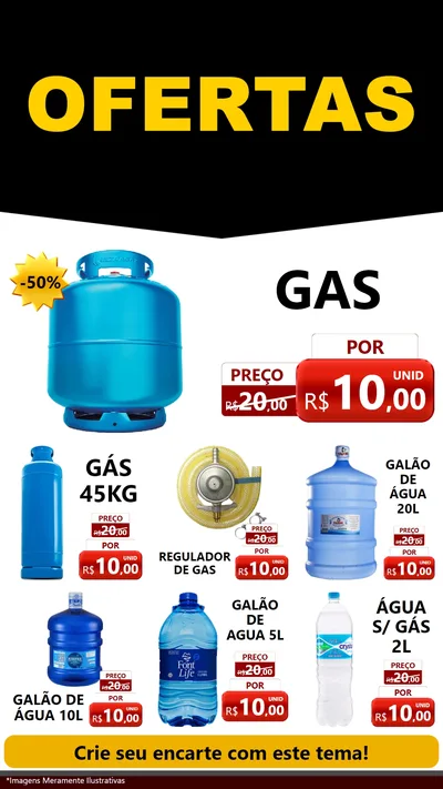 Modelo de Rede Social para Stories com o tema Ofertas Preto e Vermelho Cartaz para Água e gás
