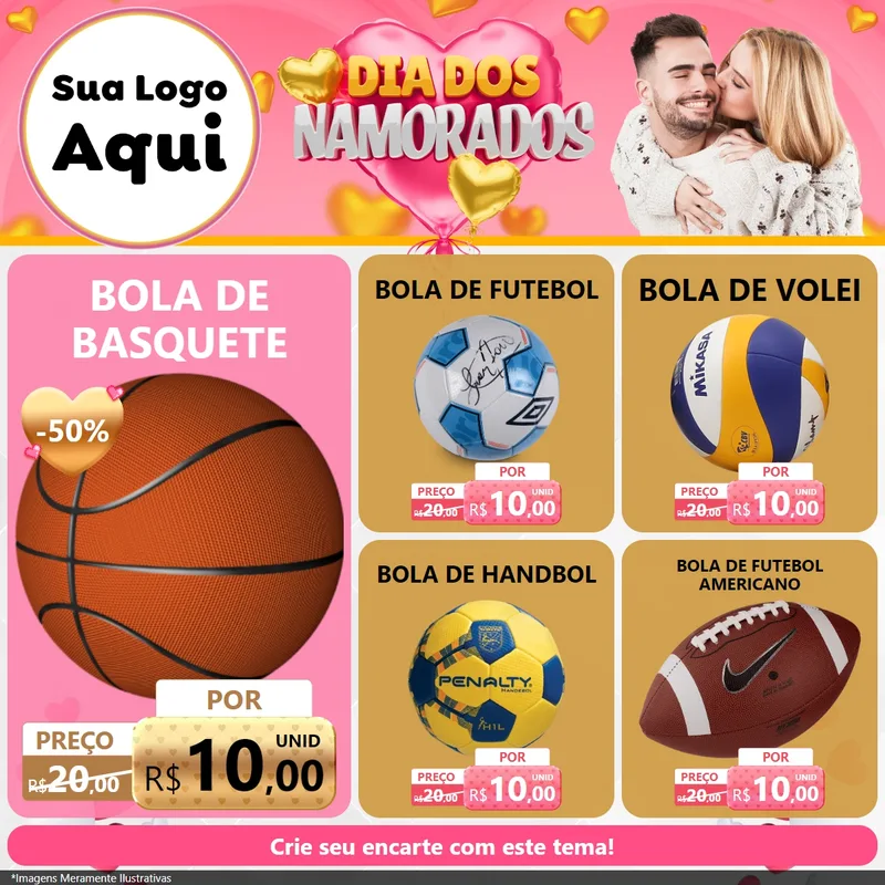 Modelo de Rede Social para Feed Facebook com o tema Dia dos Namorados para Artigos Esportivos