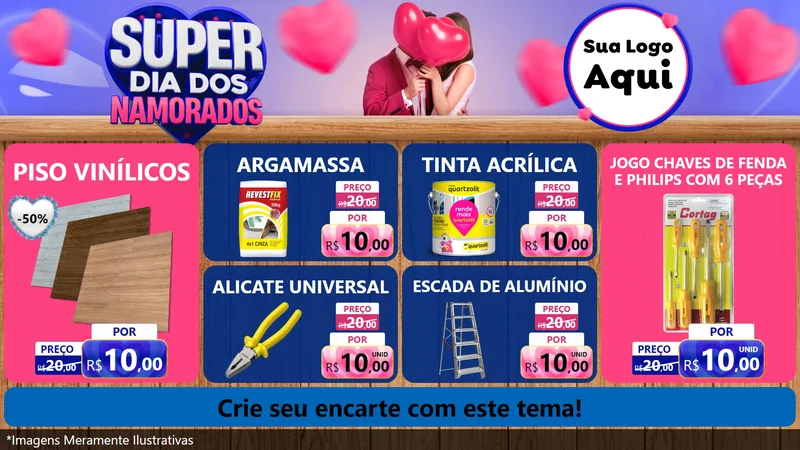 Modelo de TV para TV Horizontal com o tema Super Dia dos Namorados para Material para Construção