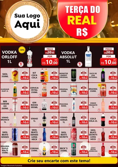 Modelo de Encarte para Encarte A4 Vertical com o tema Terça do Real para Distribuidora de bebidas