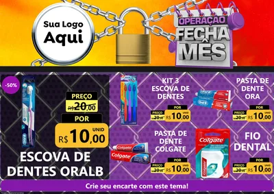 Modelo de Encarte para Encarte A4 Horizontal com o tema Operação Fecha Mês para Higiene Pessoal