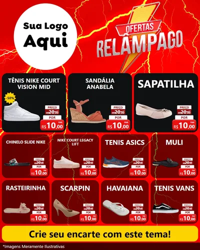 Modelo de Rede Social para Feed Instagram com o tema Ofertas Relâmpago para Calçados
