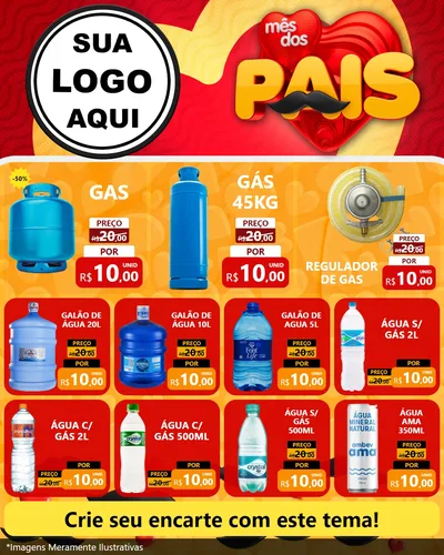 Modelo de Rede Social para Feed Instagram com o tema Mês Dos Pais para Água e gás