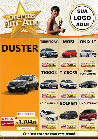 Modelo de Encarte para Encarte A4 Vertical com o tema Ofertas Fim de Ano para Concessionaria de Carros
