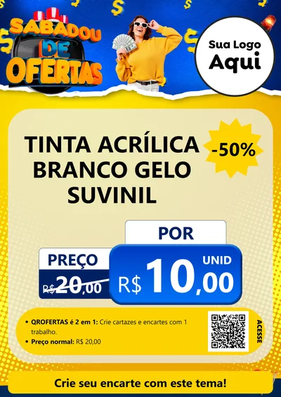 Modelo de Cartaz para Cartaz A4 Vertical com o tema Sabadou de Ofertas para Tintas e Ferramentas