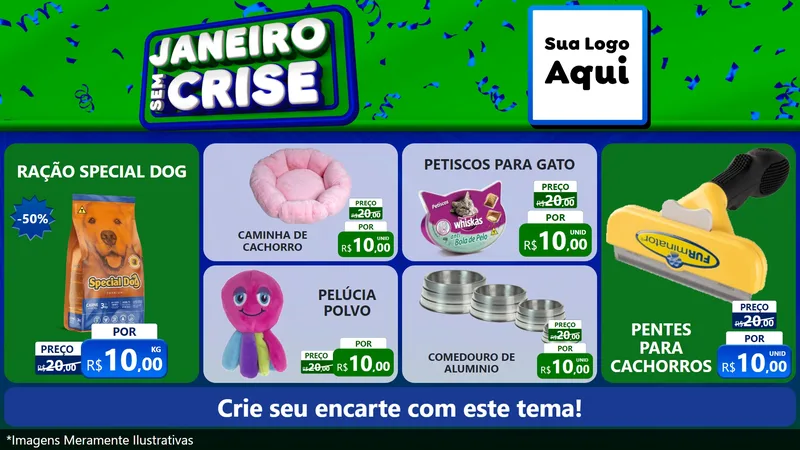 Modelo de TV para TV Horizontal com o tema Janeiro Sem Crise para Pet Shop