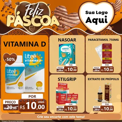 Modelo de Rede Social para Feed Facebook com o tema Feliz Páscoa para Farmácia