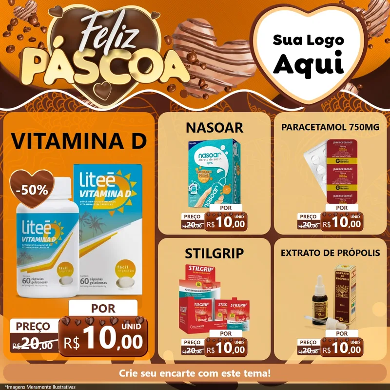 Modelo de Rede Social para Feed Facebook com o tema Feliz Páscoa para Farmácia