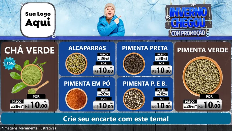 Modelo de TV para TV Horizontal com o tema Inverno Chegou Com Promoção para Produtos Naturais
